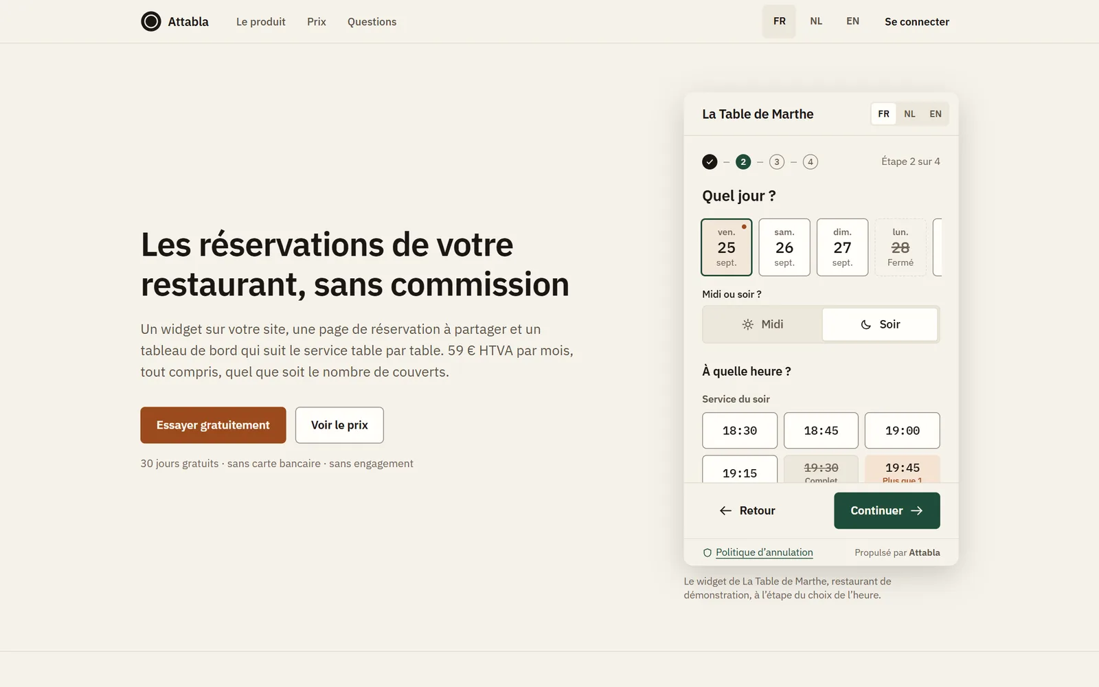 Page d'accueil du site Attabla