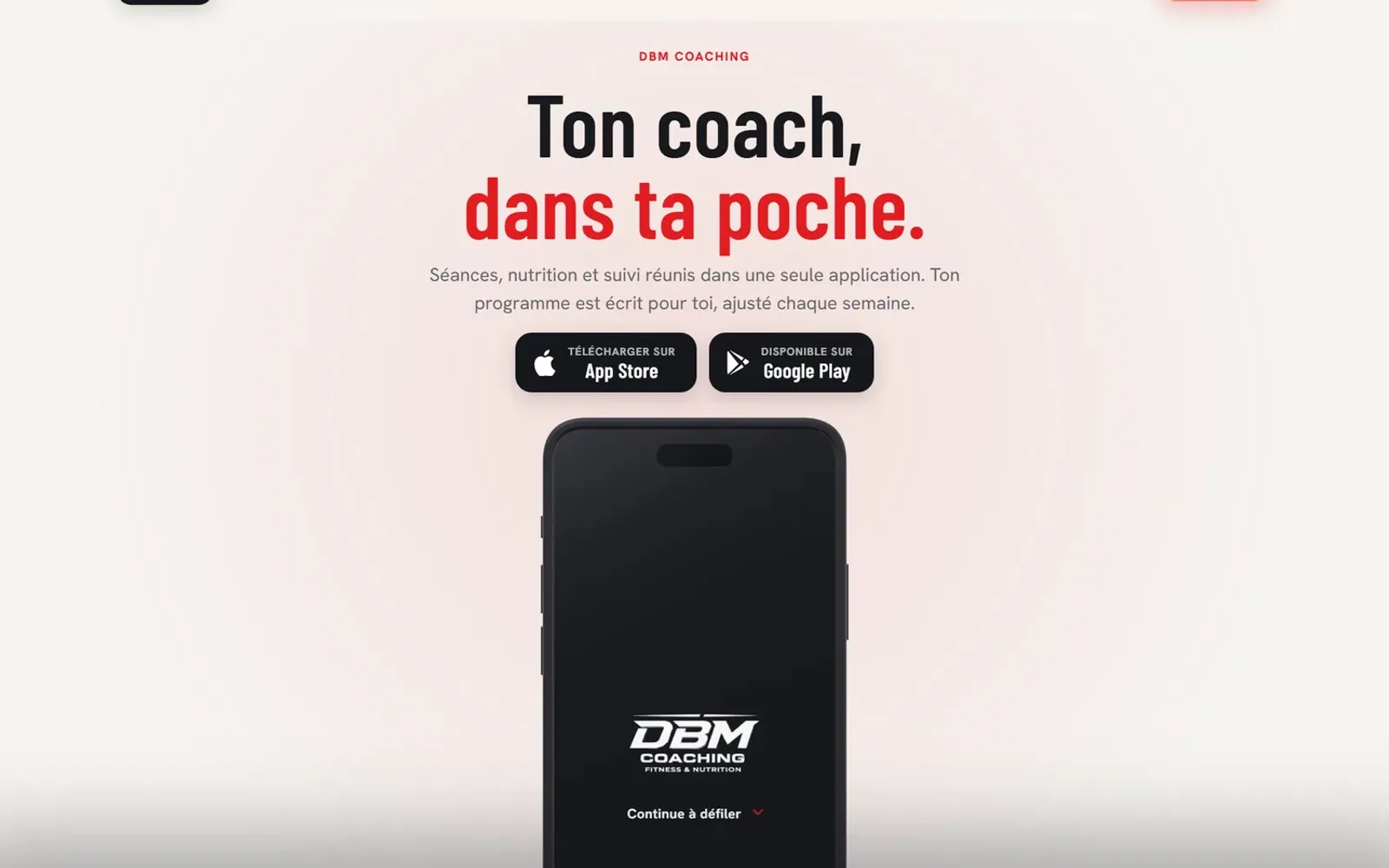 Page d'accueil du site DBM Coaching